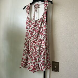 Floral Sleeveless romper with Tie Back